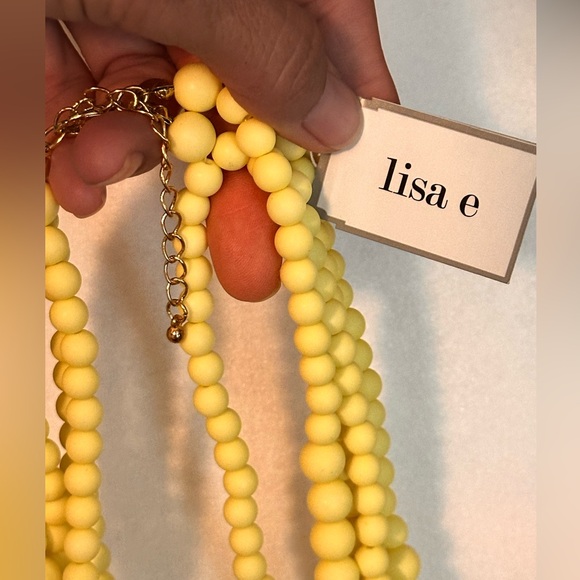 273A Lisa E Multilayer Sunflower Yellow Five Graduated Beaded Gold tone Necklace - Picture 4 of 6